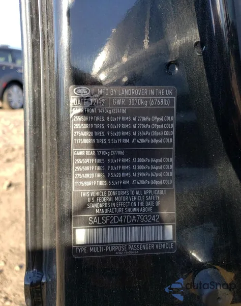 2013 Land Rover Range Rover Sport Hse из США, поврежденный, VIN SALSF2D47DA793242